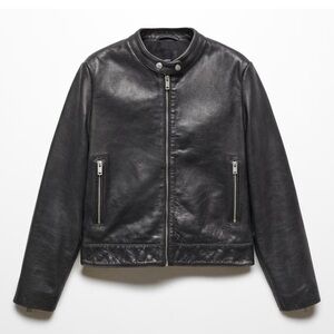 Plus size Women’s Mango Black Leather Jacket 3x